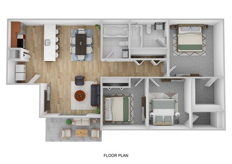 the 1190 floor plan  studio with ensuite baths